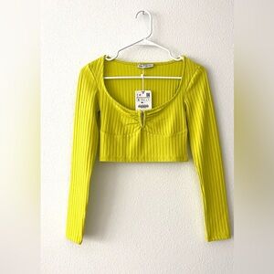 NWT Zara lime green long sleeve stretchy top size small